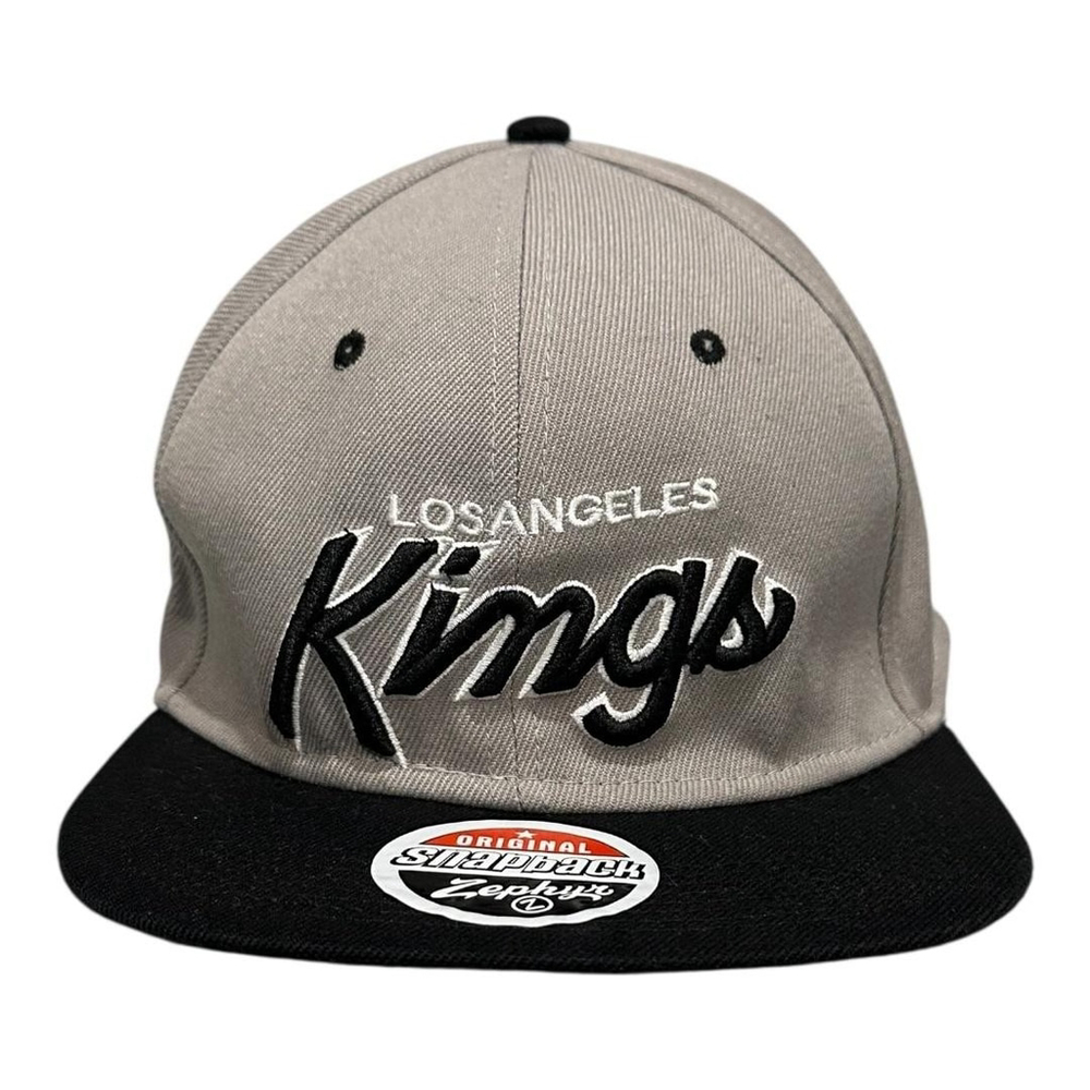 Los Angeles Kings Hat Cap Snap Back Mens One Size Gray Script NHL Hockey Zephyr